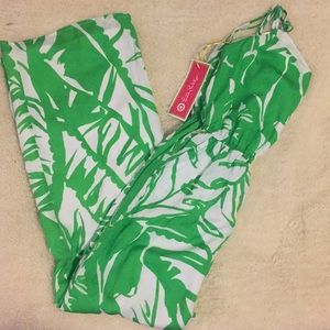 Lilly Pulitzer Green and White Palm Leaf Jumpsuit